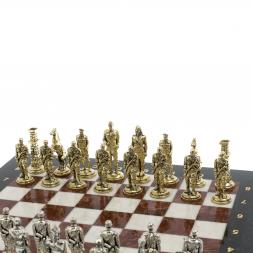 Шахматы подарочные &amp;quot;Великая Отечественная война&amp;quot; из лемезита и мрамора доска 40х40 см