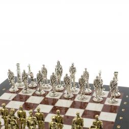 Шахматы подарочные &amp;quot;Великая Отечественная война&amp;quot; из лемезита и мрамора доска 40х40 см