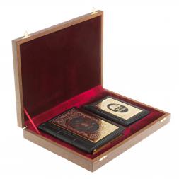 Подарочный набор "Автомобилист" обложка для автодокументов и ежедневник из черной кожи