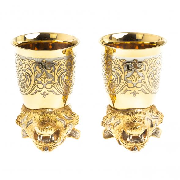 Стопки перевертыши &amp;quot;Тигр&amp;quot; 60 мл 2 шт бронза Златоуст 122949