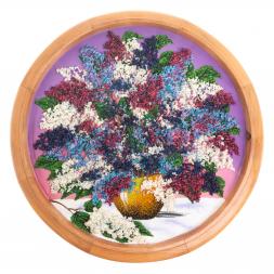 Тарелка декоративная &amp;quot;Букет сирени&amp;quot; 60 см сиреневый фон каменная крошка