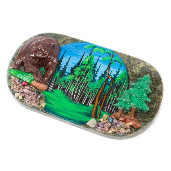 Панно настенное &amp;quot;Медведь&amp;quot; змеевик 116567