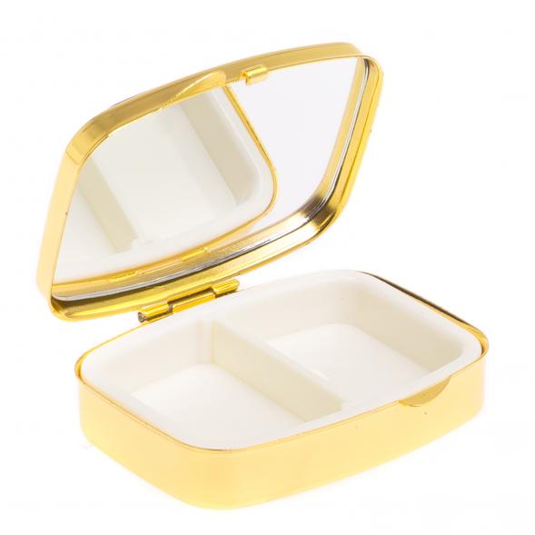 Таблетница на 2 отделения камень зеленый флюорит, цвет золото 125072