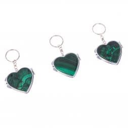 Складное зеркало брелок из малахита Сердце