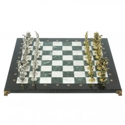 Шахматы &amp;quot;Рыцари крестоносцы&amp;quot; доска 44х44 см из мрамора и змеевика