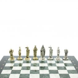 Шахматы &amp;quot;Рыцари крестоносцы&amp;quot; доска 44х44 см из мрамора и змеевика