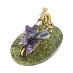 Статуэтка &amp;quot;Старатель с тачкой&amp;quot; бронза / змеевик / аметист