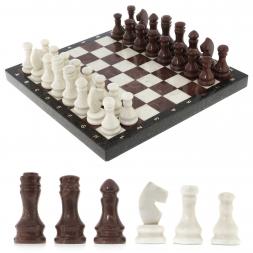 Каменные шахматы &amp;quot;Традиционные&amp;quot; доска 39х39 см мрамор лемезит