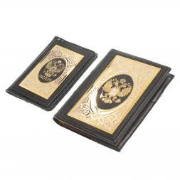 Подарочный набор "Документы" корочки для паспорта и ежедневник из черной кожи