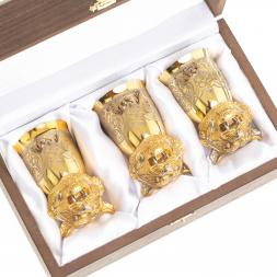 Стопки перевертыши "Тигр" 3 шт 60 мл бронза Златоуст