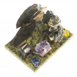 Сувенирная статуэтка &amp;quot;Гном камнерез&amp;quot; бронза камень