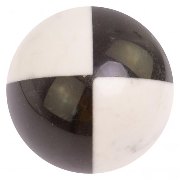 Шар 10 см из белого мрамора и черного змеевика 126135