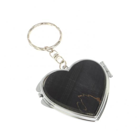 Складное зеркало брелок из соколиного глаза сердце 126978