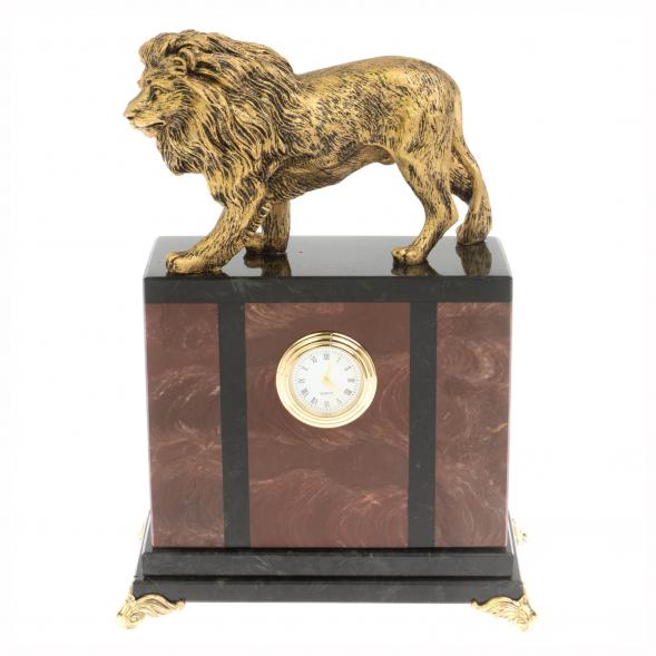 Настольные часы из камня &amp;quot;Гордый лев&amp;quot; лемезит 117898