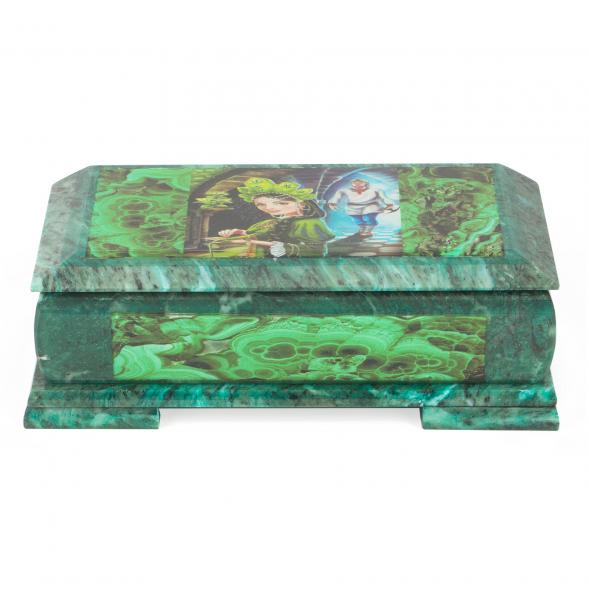Шкатулка &amp;quot;Хозяйка медной горы&amp;quot; с иллюстрацией под малахит Кд3 24х11х8 см 118786