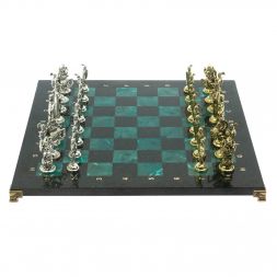 Шахматы &amp;quot;Рыцари крестоносцы&amp;quot; доска 44х44 см из змеевика