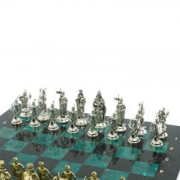Шахматы &amp;quot;Рыцари крестоносцы&amp;quot; доска 44х44 см из змеевика