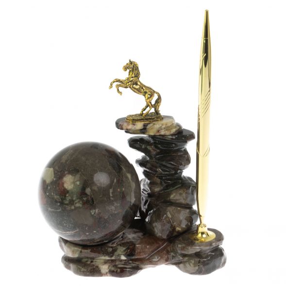 Композиция с шаром &amp;quot;Лошадь на скале&amp;quot; с ручкой камень конгломерат 128771