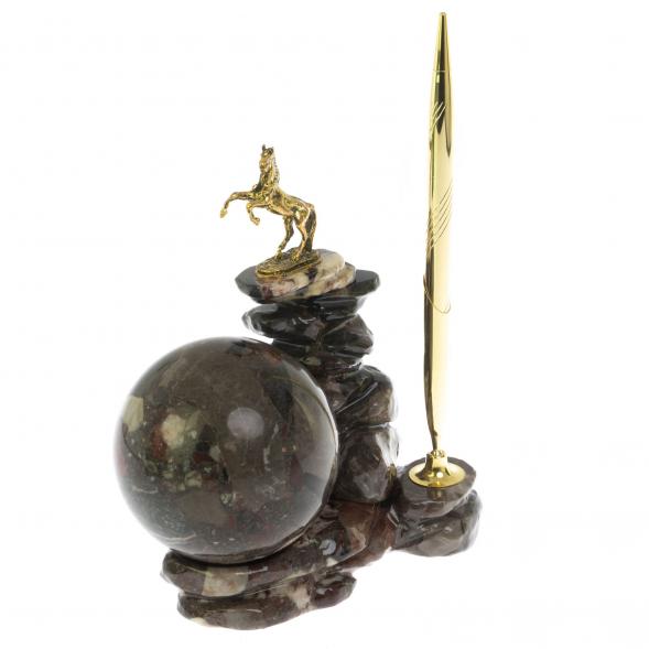 Композиция с шаром &amp;quot;Лошадь на скале&amp;quot; с ручкой камень конгломерат 128771