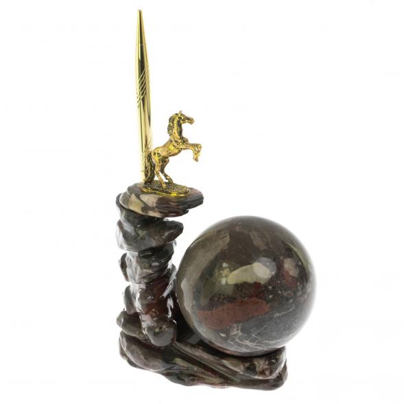 Композиция с шаром &amp;quot;Лошадь на скале&amp;quot; с ручкой камень конгломерат 128771