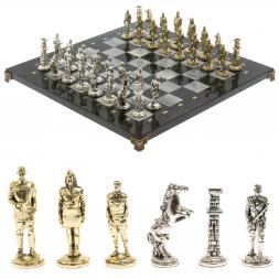 Шахматы &amp;quot;Великая Отечественная война&amp;quot; из серого мрамора доска 40х40 см