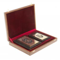 Подарочный набор "Документы" обложка для паспорта и ежедневник из коричневой кожи