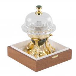 Икорница "Три рыбки" нефрит  Златоуст