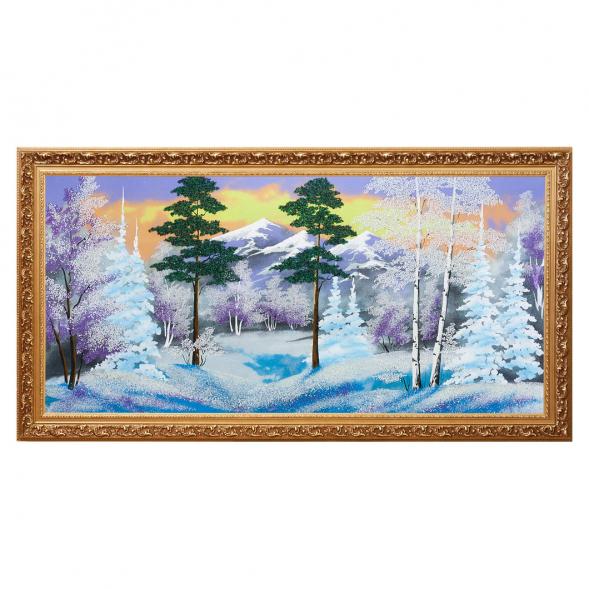 Картина &amp;quot;Зимний пейзаж&amp;quot; багет №7 47х87 см, каменная крошка 111843