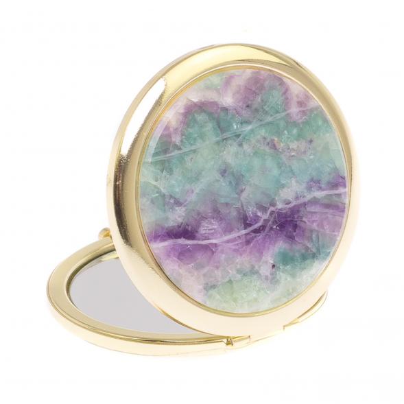 Зеркало круглое камень флюорит цвет золото 125074