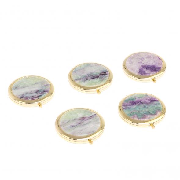 Зеркало круглое камень флюорит цвет золото 125074