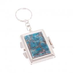 Складное зеркало брелок голубой апатит прямоугольное