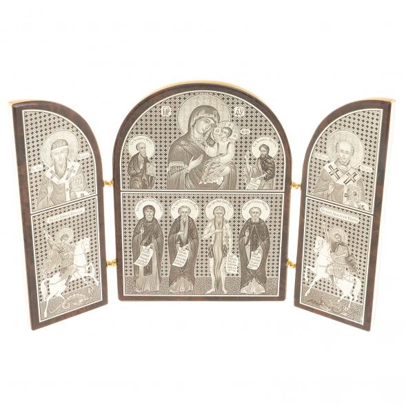 Икона складная &amp;quot;Иконостас&amp;quot; арка большая камень обсидиан 122989