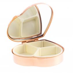 Таблетница &amp;quot;Сердце&amp;quot; на 3 отделения камень змеевик цвет красное золото