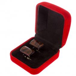 Запонки камень обсидиан прямоугольные