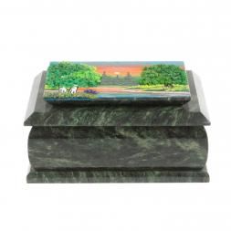 Шкатулка с рисунком &amp;quot;Лето&amp;quot; из змеевика 16х12х7,5 см