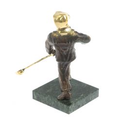 Статуэтка из бронзы "Сталевар" камень змеевик