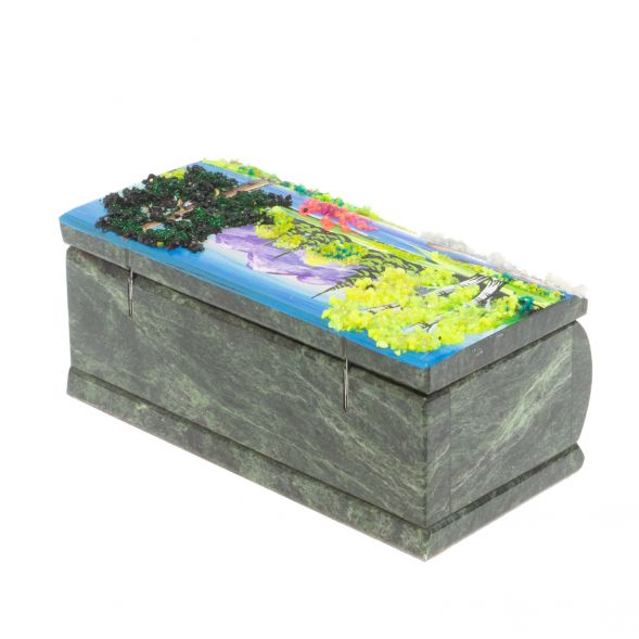 Шкатулка с росписью &amp;quot;Лето. Перекат&amp;quot; змеевик 15х7,5х6 см 127378