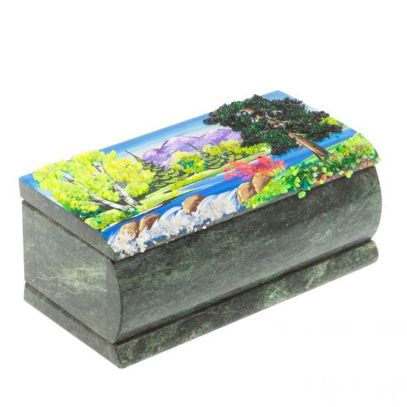 Шкатулка с росписью &amp;quot;Лето. Перекат&amp;quot; змеевик 15х7,5х6 см 127378