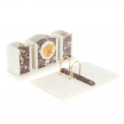 Письменный набор &amp;quot;Канцелярский&amp;quot; с гербом из мрамора и креноида