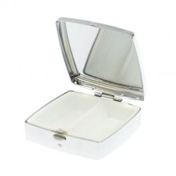 Таблетница на 2 отсека камень нефрит цвет серебро