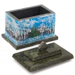 Шкатулка с рисунком из каменной крошки &amp;quot;Зима&amp;quot; 10,5х7х10 см