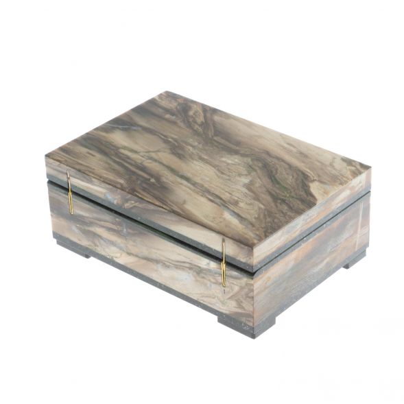 Шкатулка из камня окаменелое дерево 11х8х4,5 см 129143