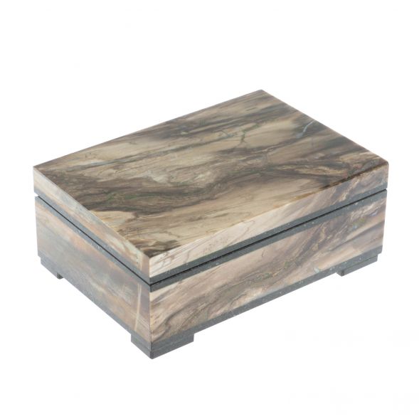 Шкатулка из камня окаменелое дерево 11х8х4,5 см 129143