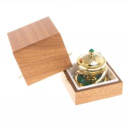 Икорница "Две стерлядки" малахит Златоуст