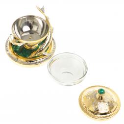 Икорница "Две стерлядки" малахит Златоуст