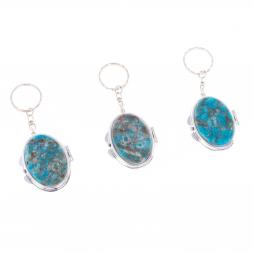 Складное зеркало брелок голубой апатит овальное