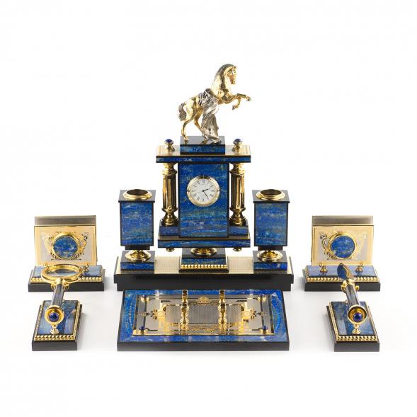 Настольный прибор &amp;quot;Конь с попоной&amp;quot; лазурит 119281