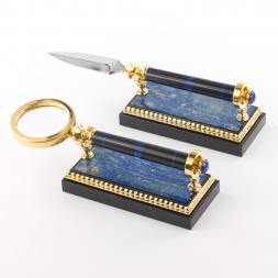 Настольный прибор &amp;quot;Конь с попоной&amp;quot; лазурит