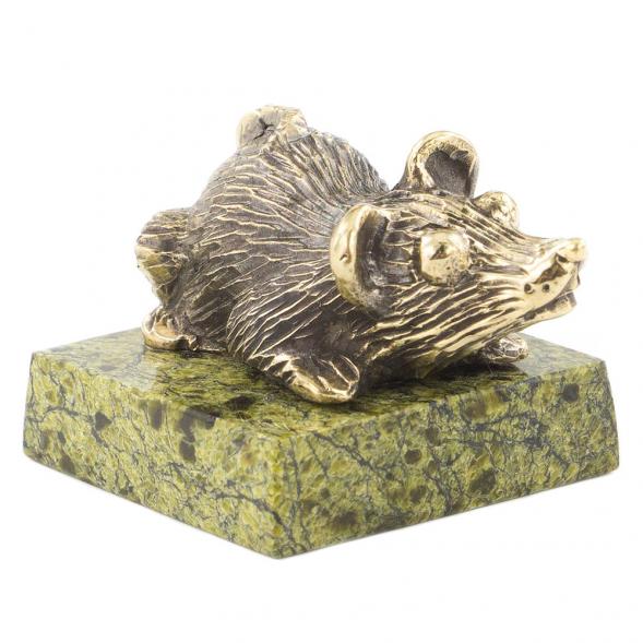 Статуэтка &amp;quot;Крыса пучеглазая&amp;quot; из бронзы и змеевика 120197