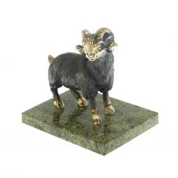 Статуэтка "Баран большой" из бронзы и змеевика 9х6,5х8,5 см